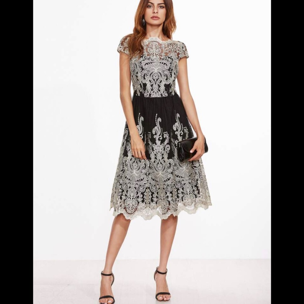 Fit & Flare Embroidered Dress